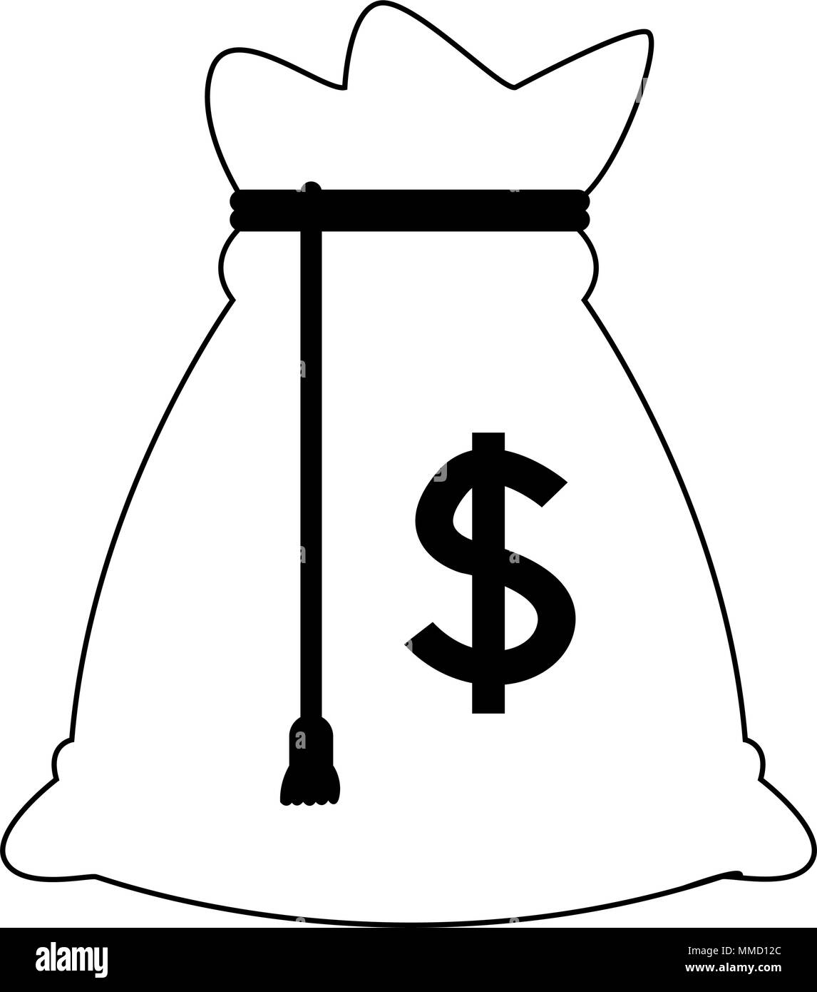 Money bag isolated on black and white colors Stock Vector Image & Art ...