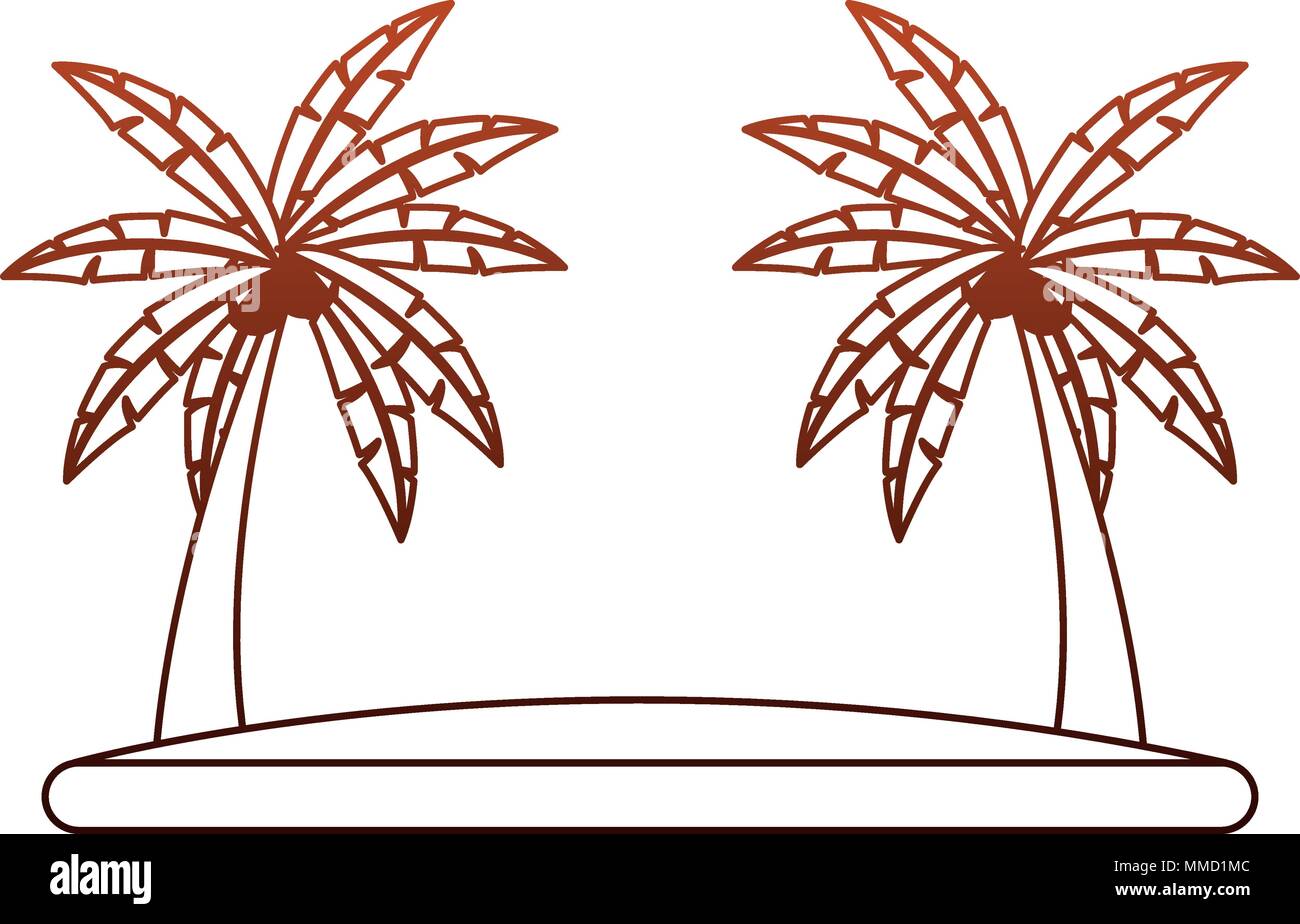 Beach and palms in orange lines Stock Vector Image & Art Alamy