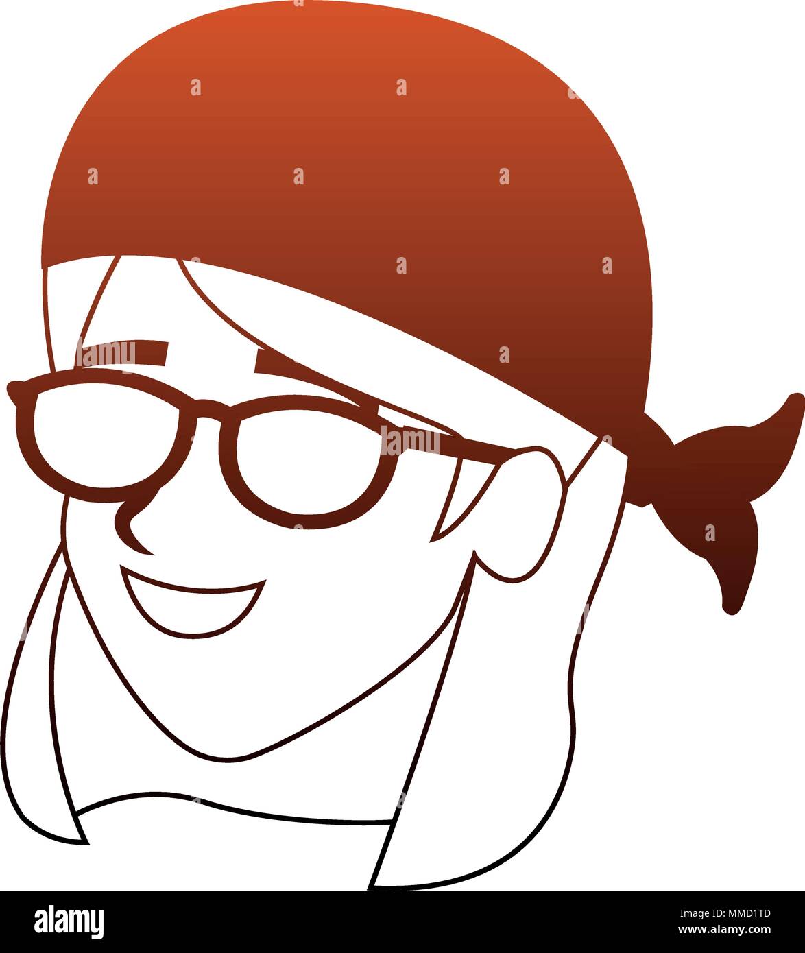 Happy young woman face in orange lines Stock Vector Image & Art Alamy