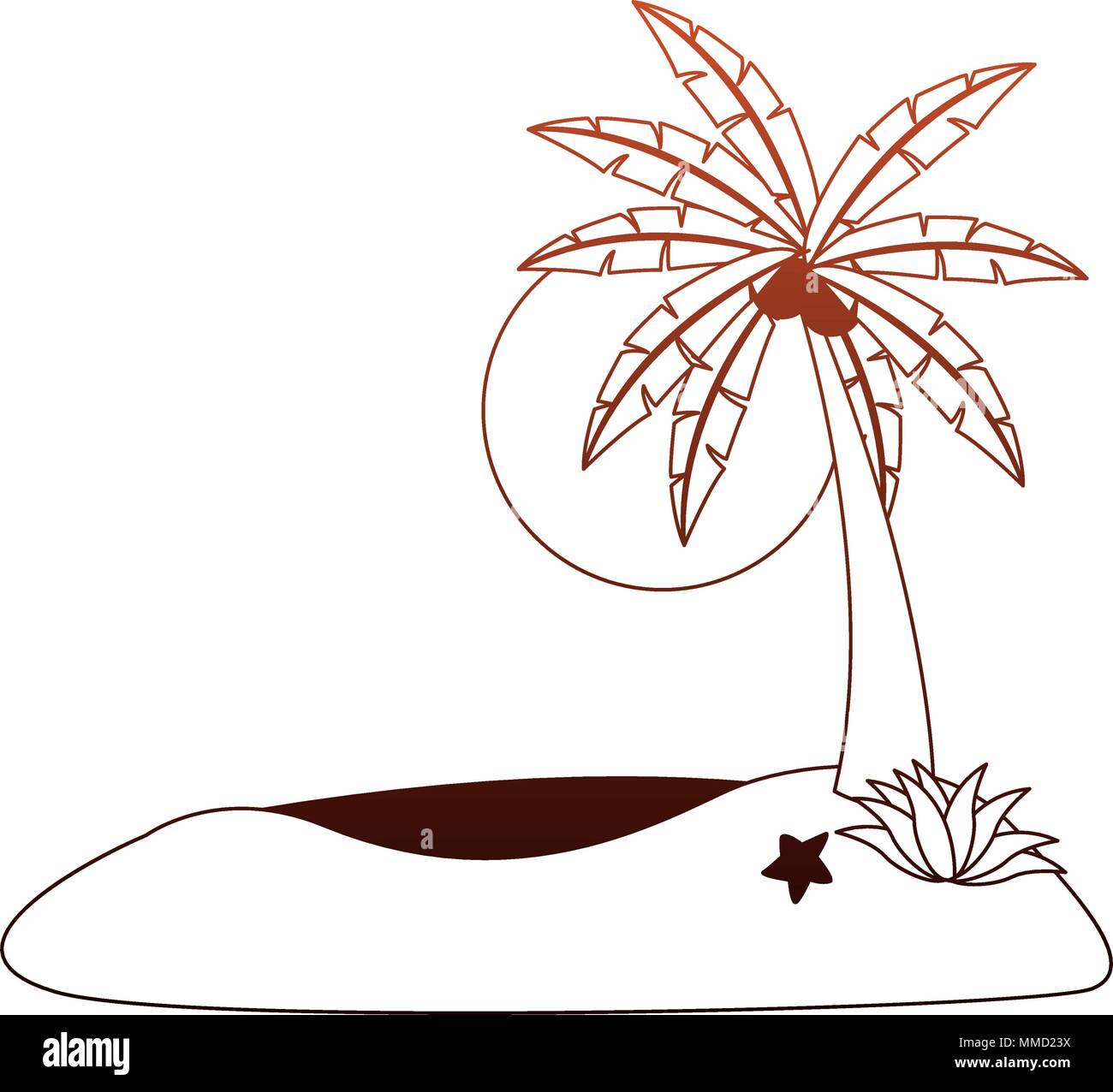 Beach and palms in orange lines Stock Vector Image & Art Alamy