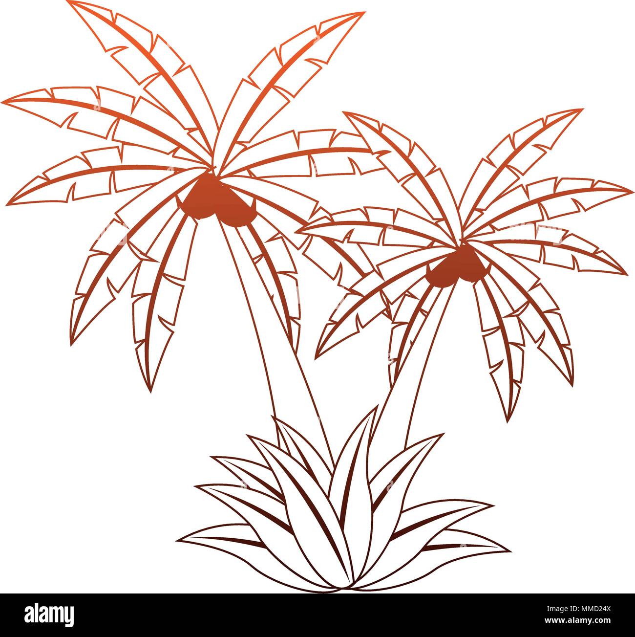 Palms tree isolated in orange lines Stock Vector Image & Art Alamy