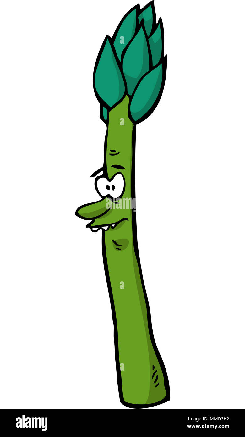 Cartoon Doodle Character Asparagus On A White Background Raster Version Stock Photo Alamy