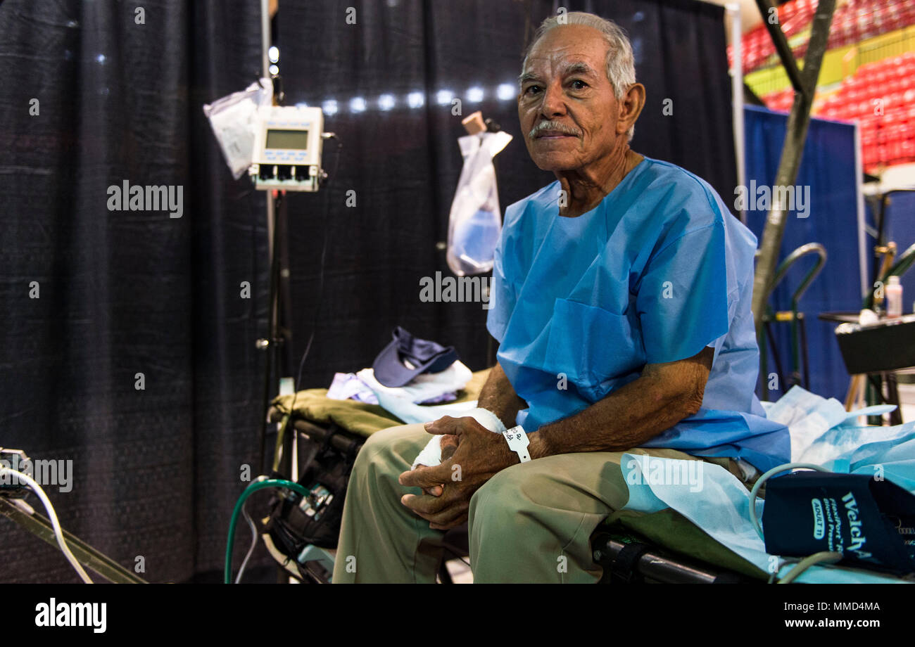 A local resident from Humacao, Puerto Rico is prepared for hand surgery ...