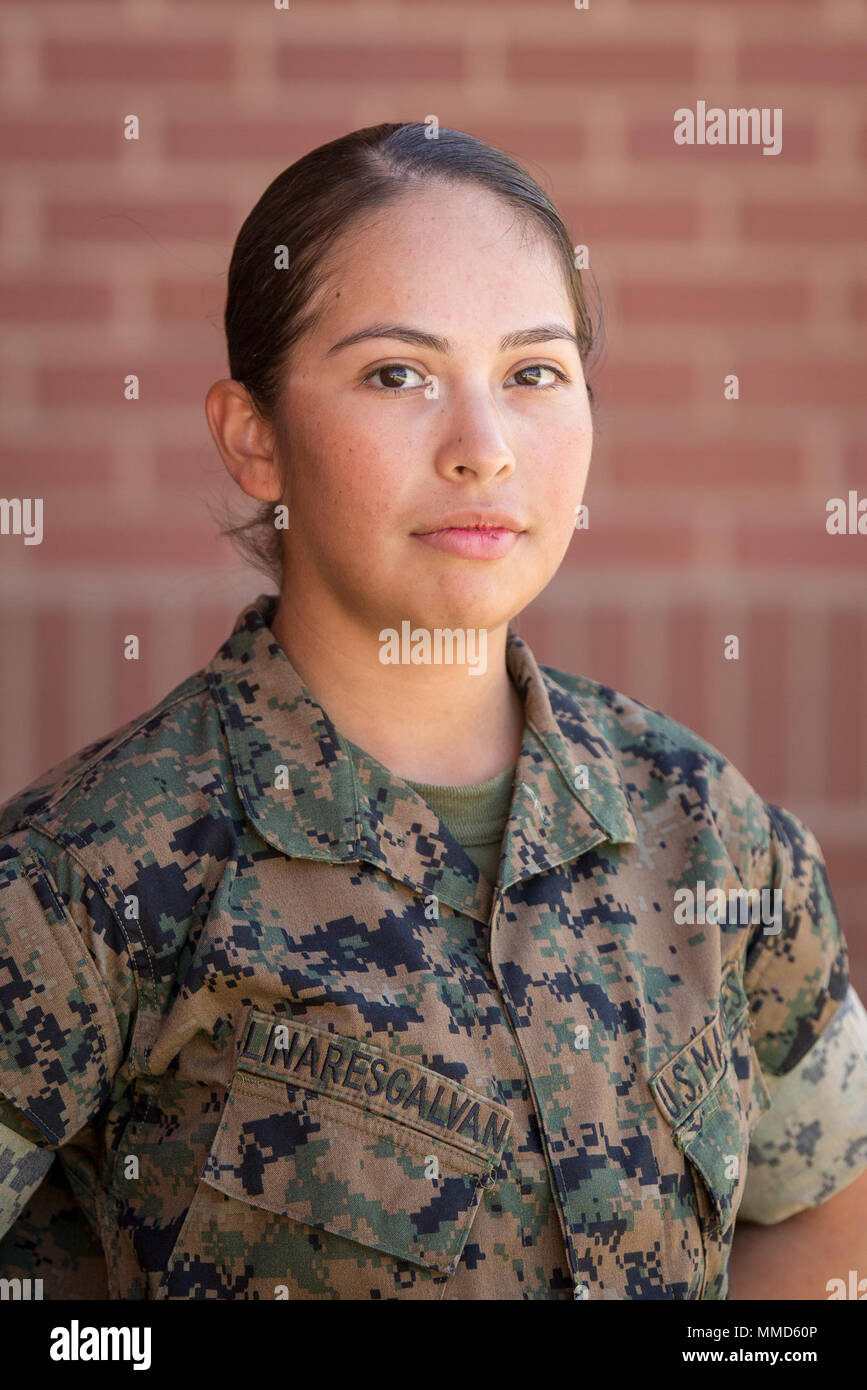 U.S. Marine Corps Pvt. Mariela Linares Galvan, Platoon 4041, November  Company, 4th Recruit Training Battalion, earned U.S. citizenship Sept. 29,  2016, on Parris Island, S.C. Before earning citizenship, applicants must  demonstrate knowledge