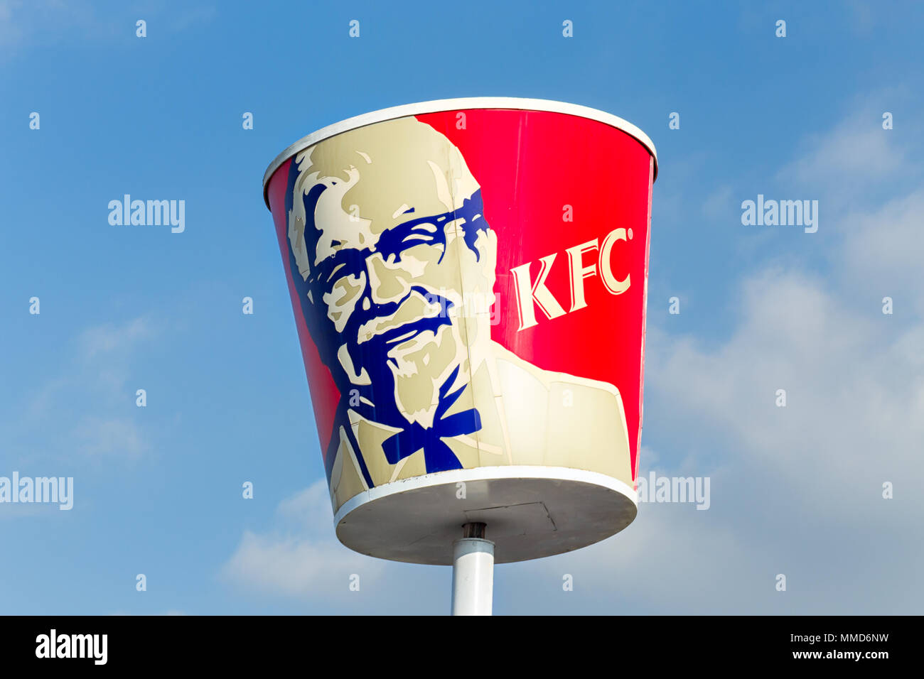 LOS ANGELES, CA/USA - NOVEMBER 16, 2014: Traditional KFC restaurant sign. Stock Photo