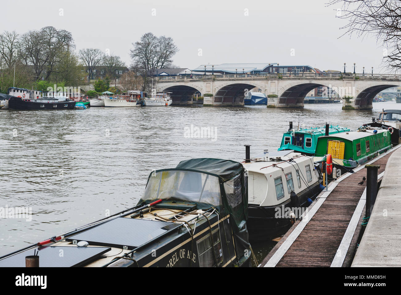 Kingston upon Thames, United Kingdom April 2018 Local boat docking
