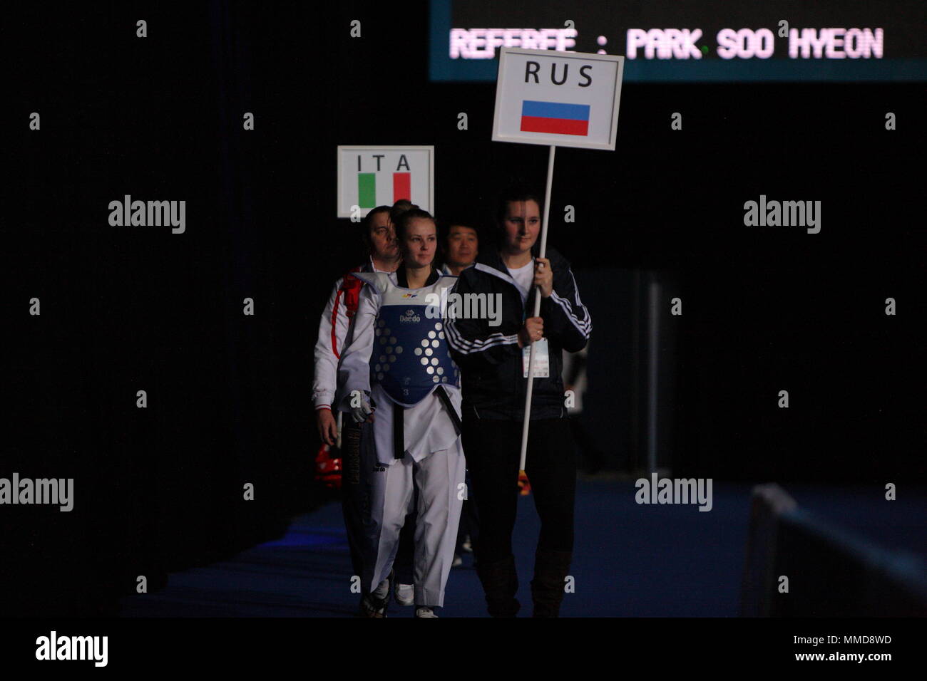 Anastasia Baryshnikova of Russia vs Federica del Coco of Italy compete at  the Women's + 67kg