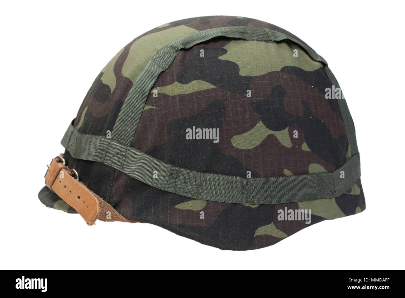 camouflage military helmet Stock Photo