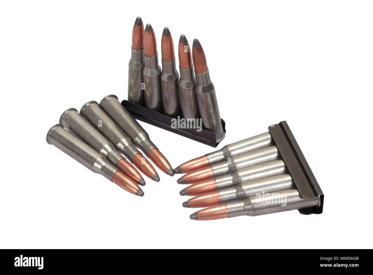 7.62 cartridge clips isolated on white background Stock Photo - Alamy