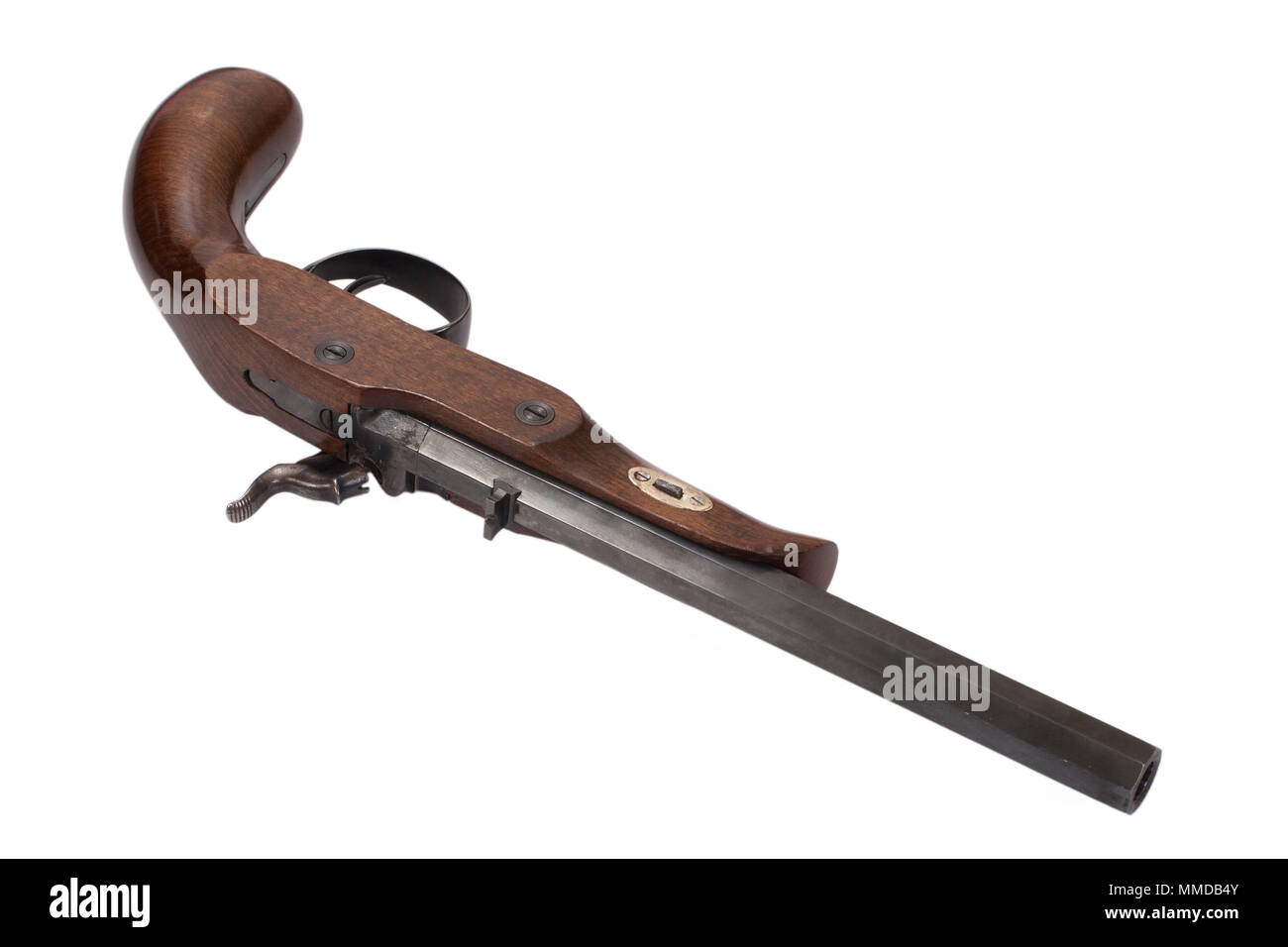 Old duel pistol isolated on white background Stock Photo - Alamy