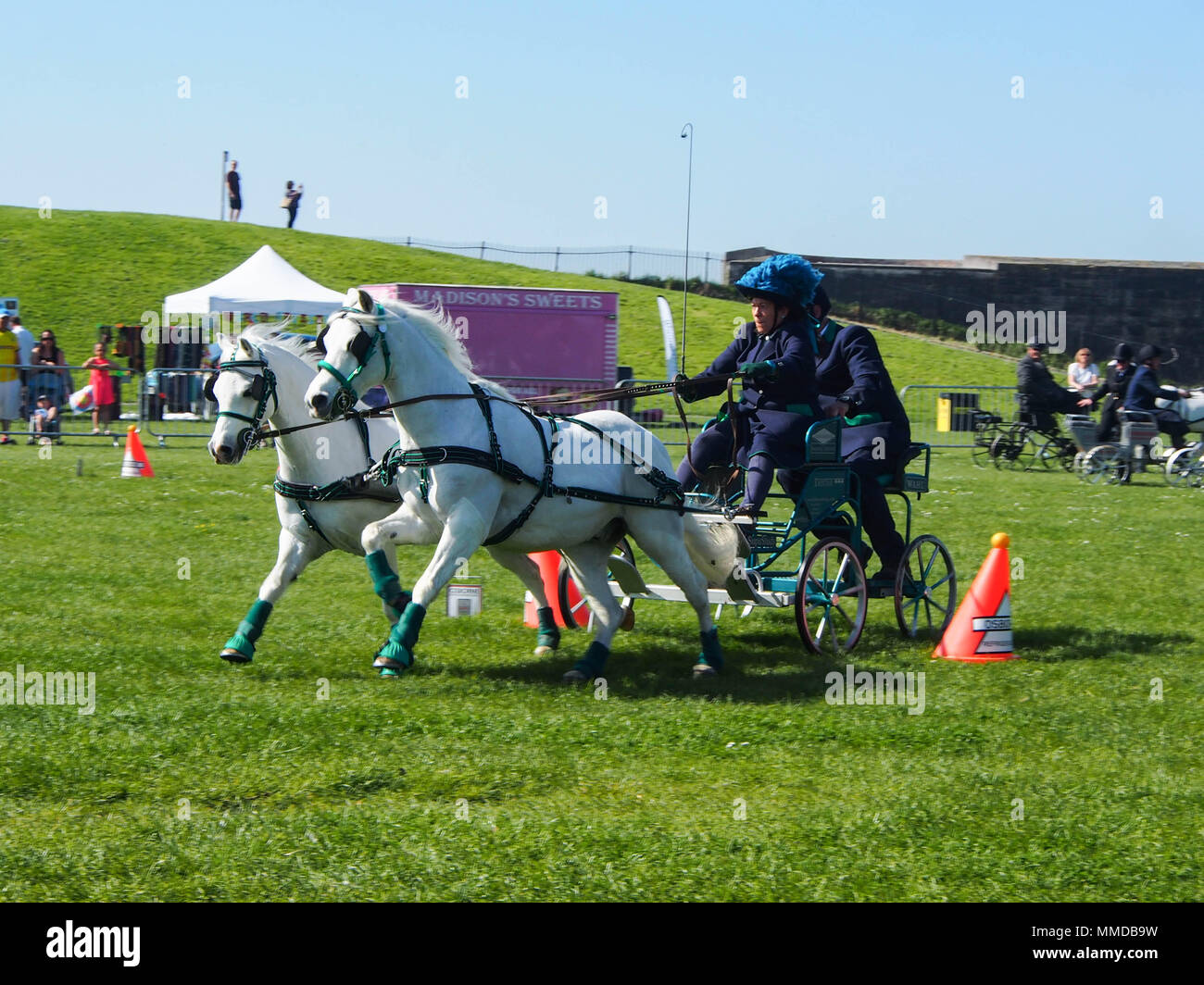 competitors take part in the Scurry driving championships at the Rural and Seaside show in Southsea,  Portsmouth. Stock Photo