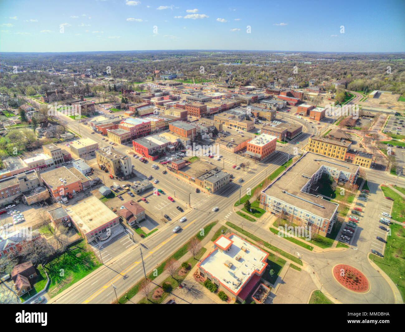 Faribault is a distant Suburb of Minneapolis and St. Paul south on Interstate 35 Stock Photo
