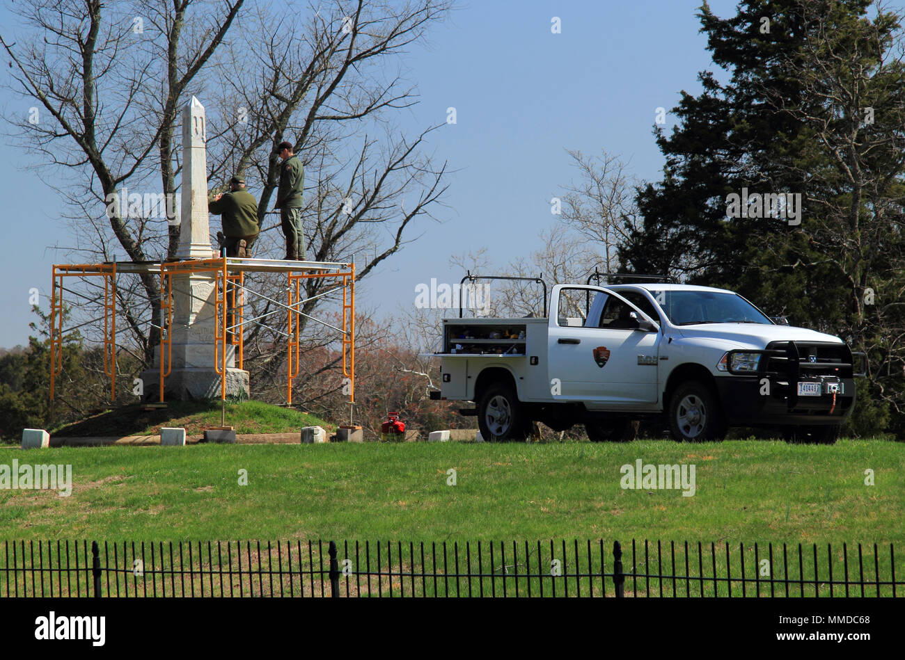 National Park Service personnel engage in restoration work at the