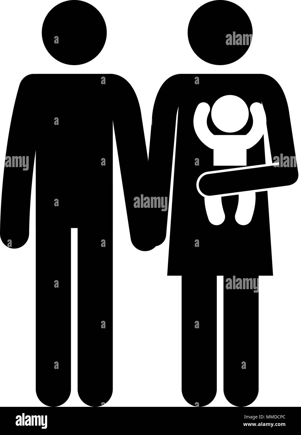 father and mother with baby silhouettes vector illustration design ...