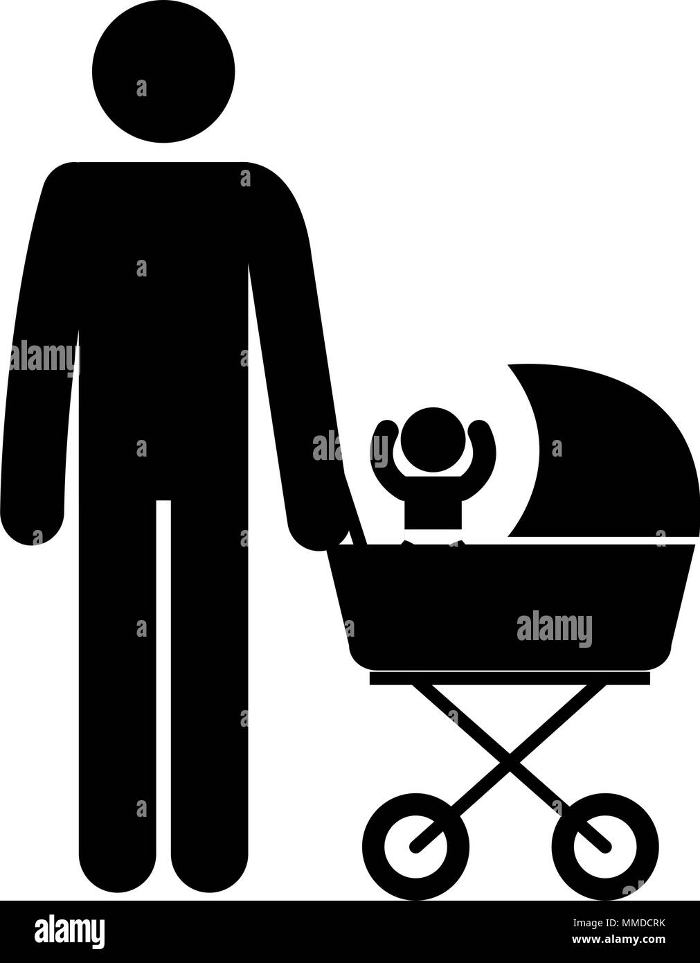 figure father with baby in cart avatars vector illustration design ...