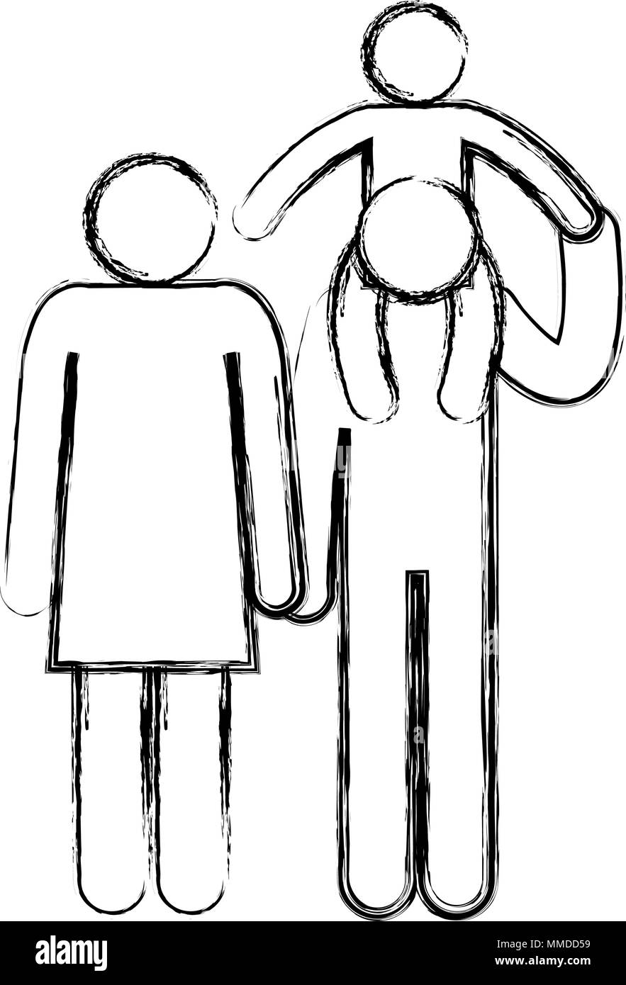 Father And Mother With Son Silhouettes Vector Illustration Design