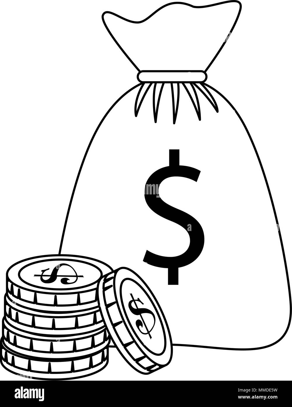 money bag with coins vector illustration design Stock Vector Image ...