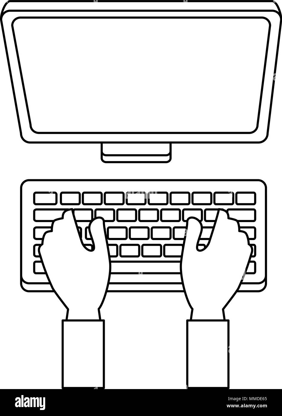 hands using computer desktop vector illustration design Stock Vector ...