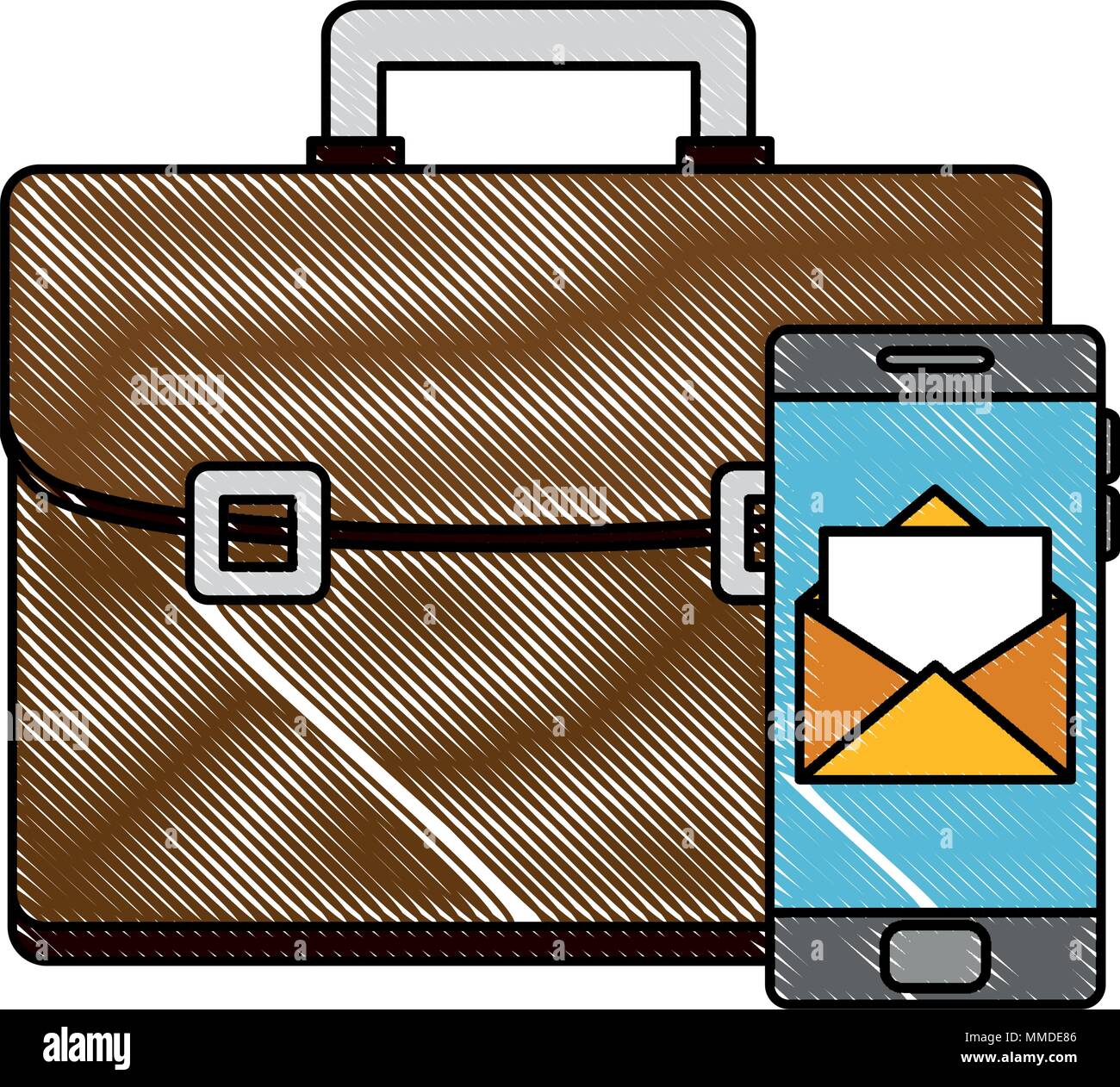 portfolio briefcase with smartphone sending email Stock Vector Image