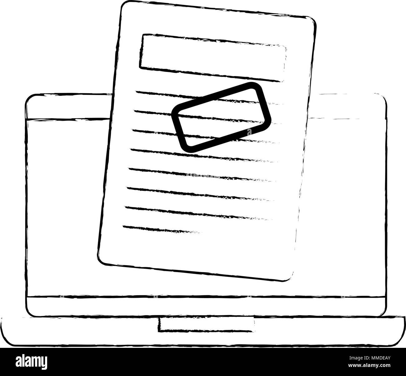 computer laptop with financial documents Stock Vector