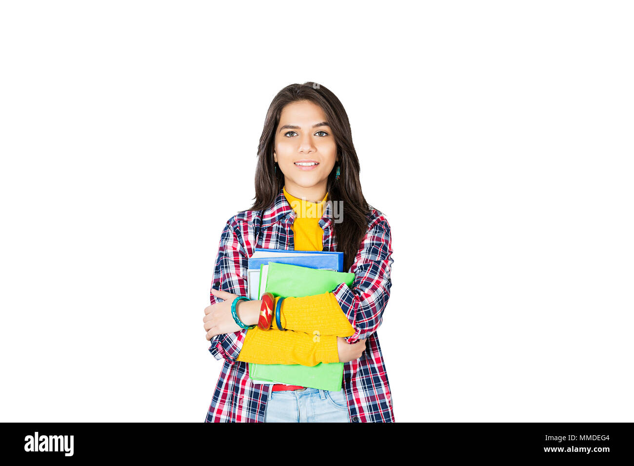 Young Girl College Student Holding Books Showing Thumbs-up Sucess Education Stock Photo