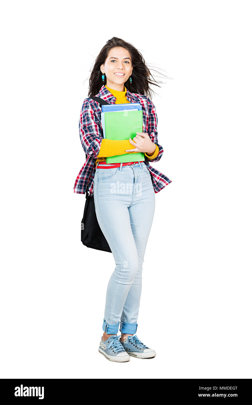 Shocked Indian Teenager Girl College Student Hearing Good News Mobile-Phone Stock Photo