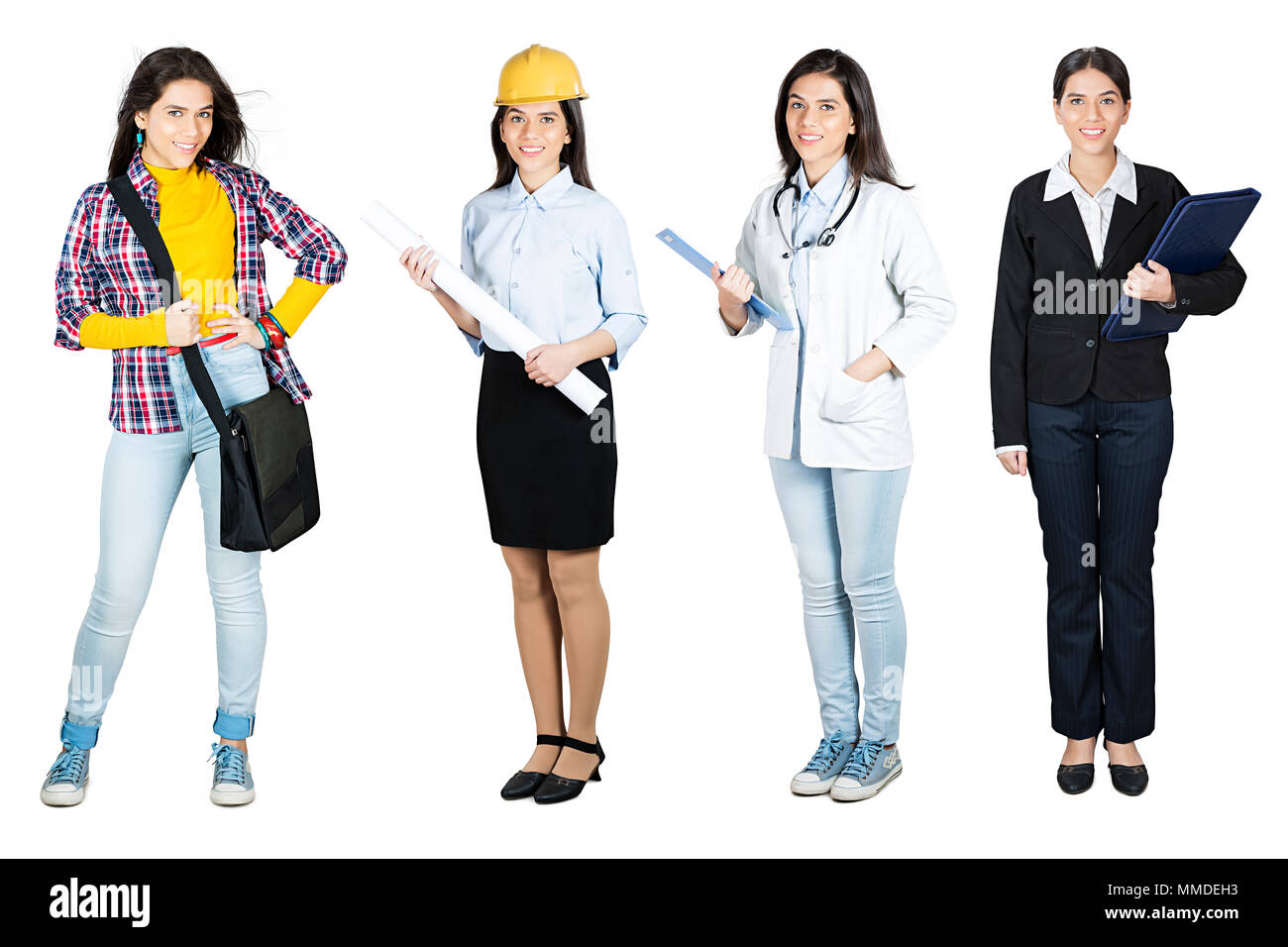 Indian Teenage Girl College Student Standing Showing White Board Education Stock Photo