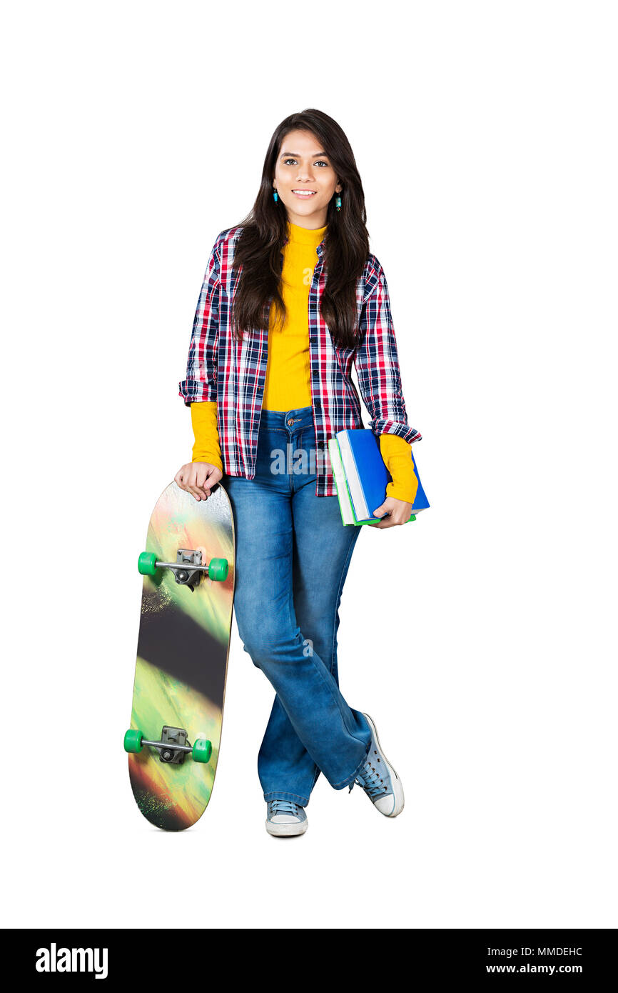 One Teenage Girl College Student Holding Book Confused Thinking Education Stock Photo