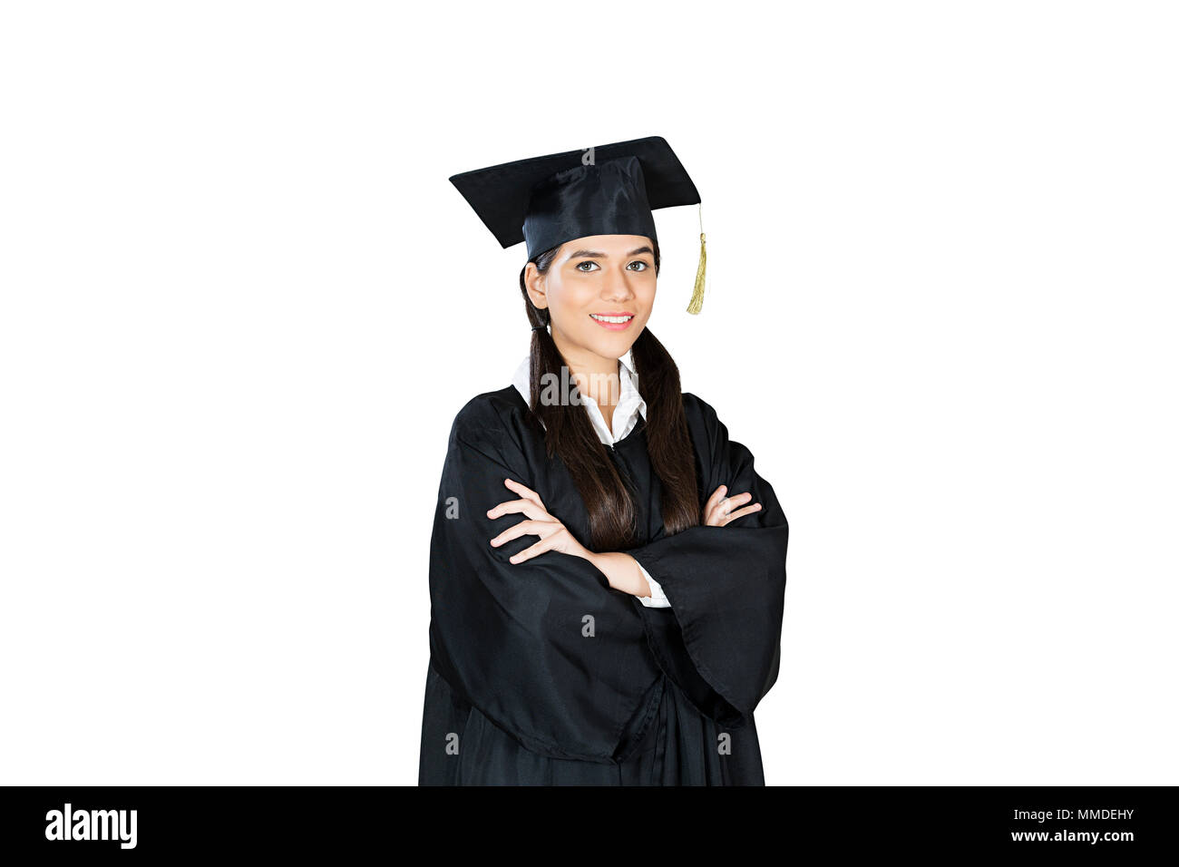 One Teenager Girl College Student Graduation Complete Holding Degree Certificate Stock Photo