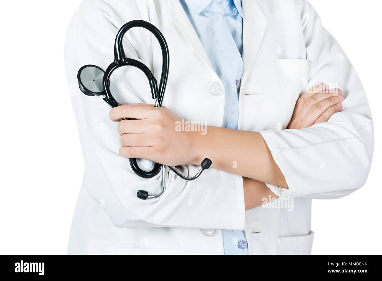 One Young Woman Medical Doctor Holding Stethoscope Standing Studio Shot  Stock Photo - Alamy