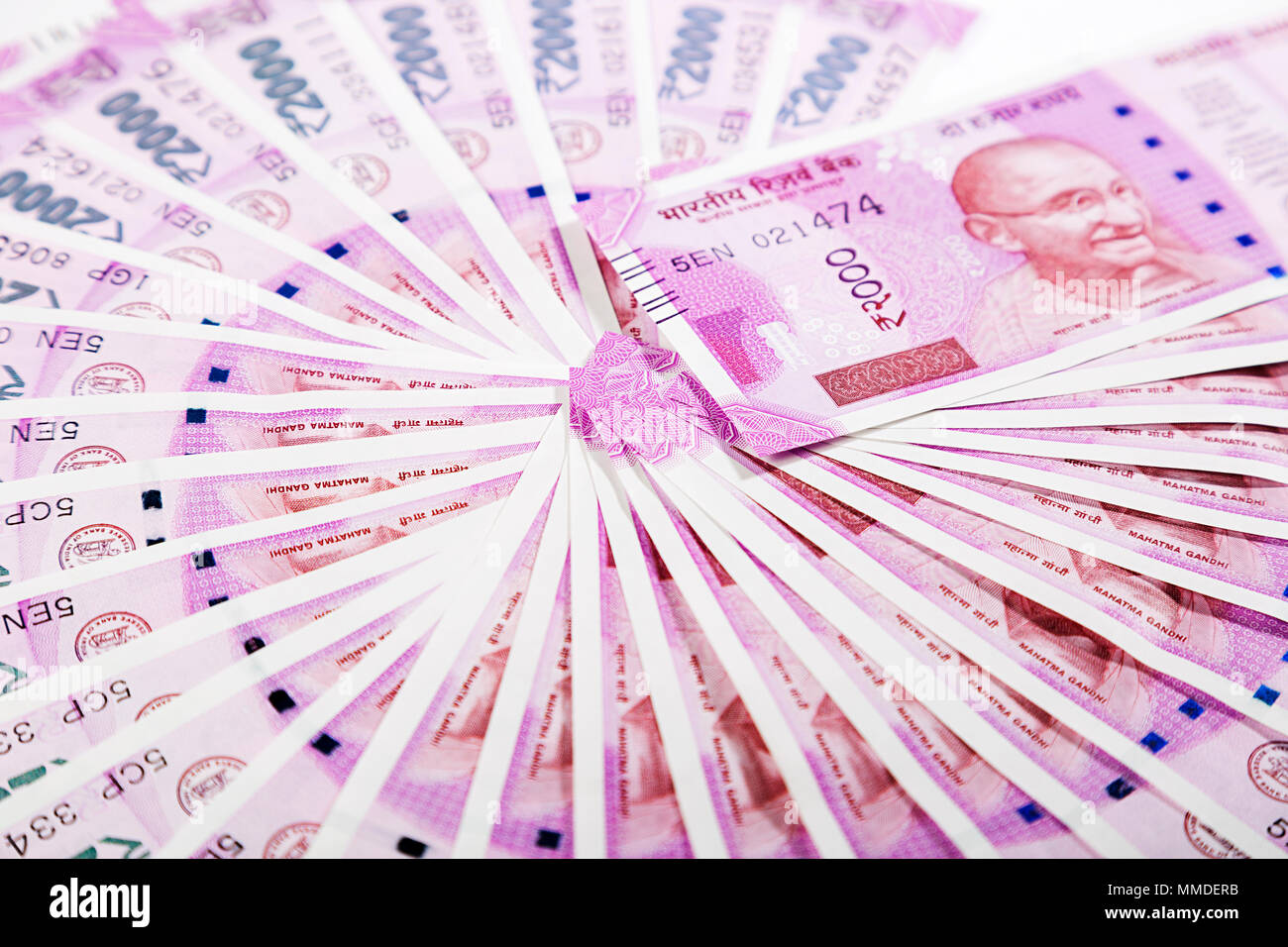 Close Up Abundance Indian Money Two Thousand Rupee Banknotes Nobody Stock Photo Alamy