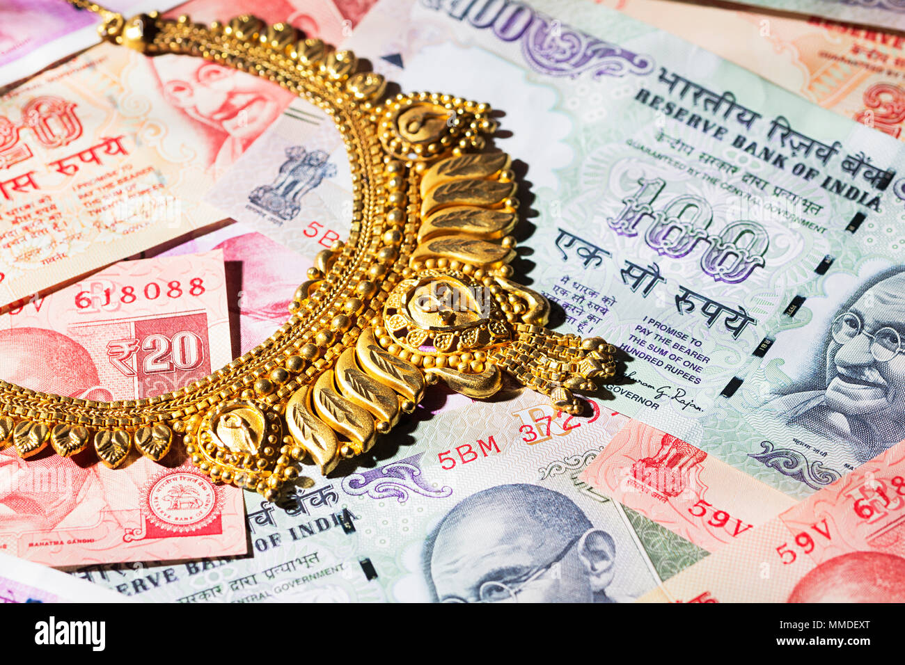 Close-Up Abundance Cash Variation of Indian Money Rupee Banknotes Nobody Stock Photo