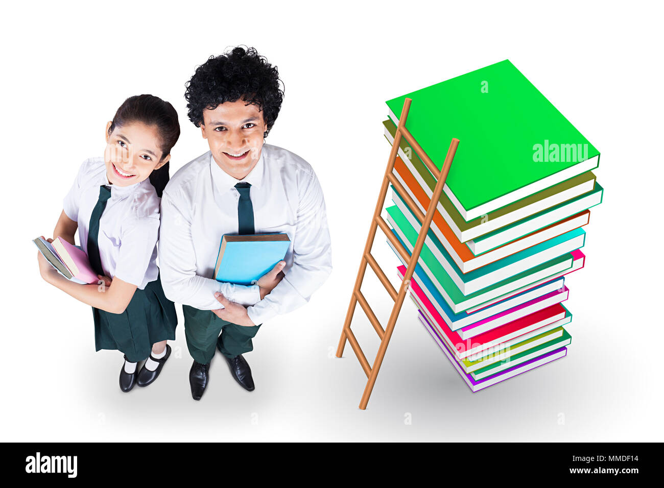 Two Young High School Students Friend Holding Books. Education Concept Stock Photo