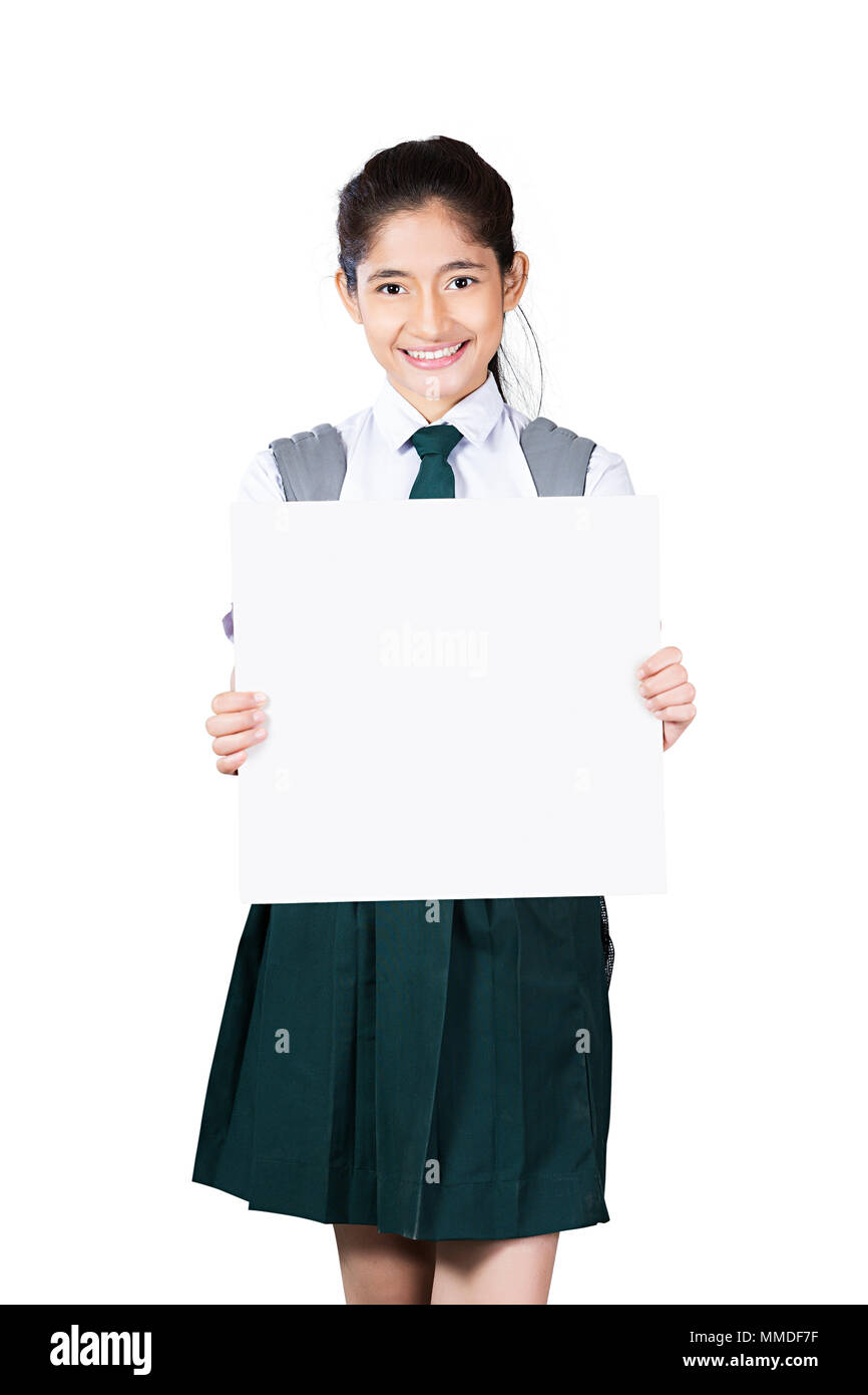 One Teenage Girl School Student Hodling White Message Board Education Stock Photo