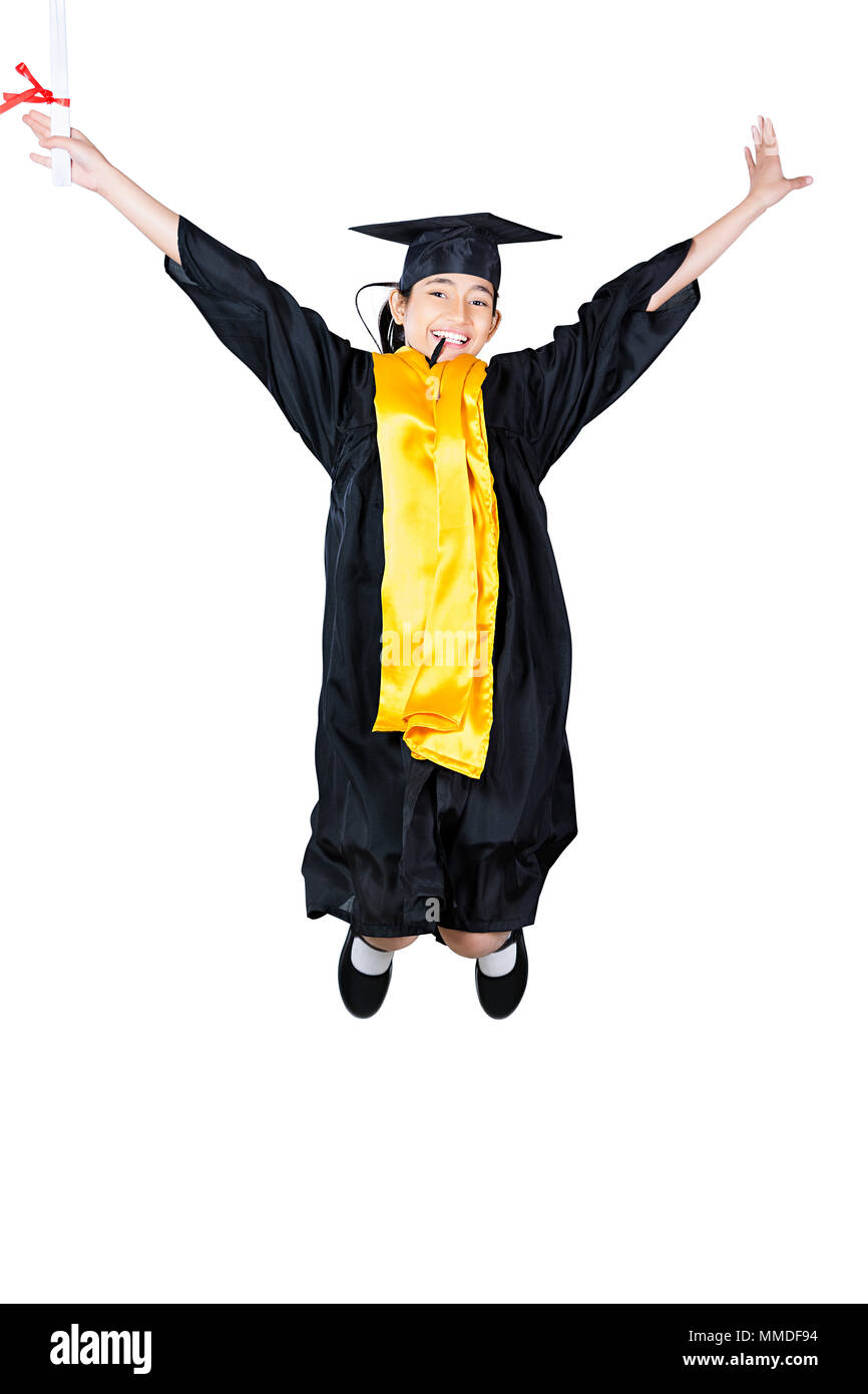 One Young Man Graduation Student Gown And Cap Holding Diploma Jumping One Young Man Graduation Student Gown And Cap Holding Diploma Jumping