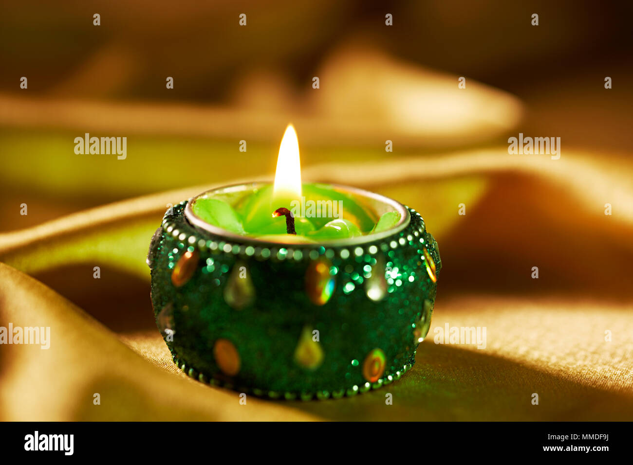 Deepak lights- decoration to Candles celebrate the Deepavali festival In-India Stock Photo