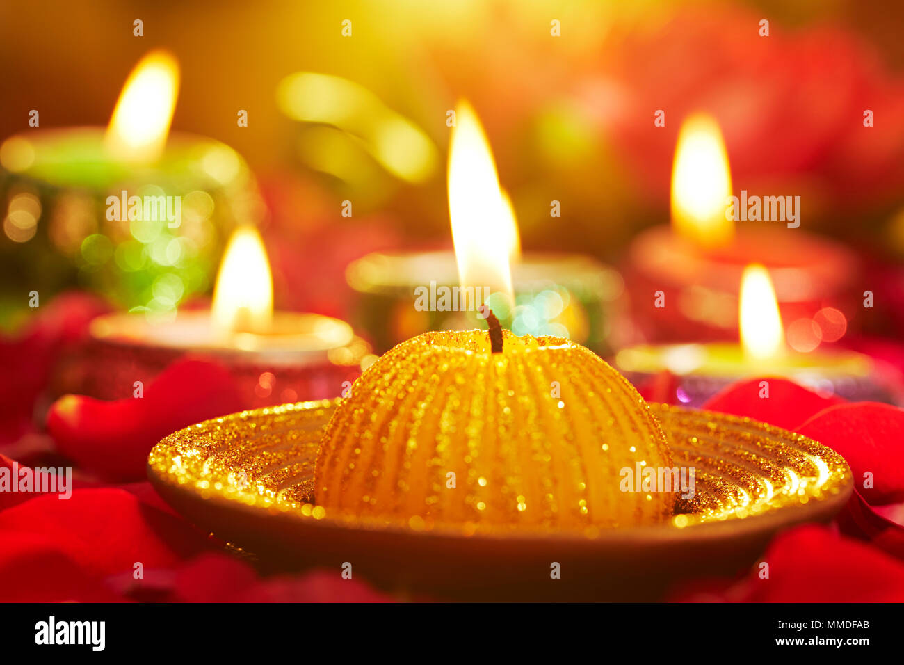 Candle Traditionally used for Decoration on hindu festival of Diwali. India Stock Photo