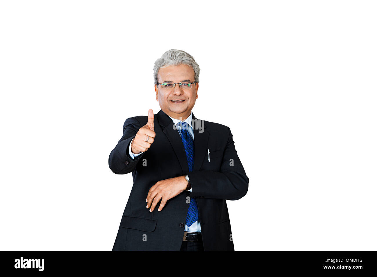One Business male Employer Showing Thumbs-up Success Studio Shot Stock Photo