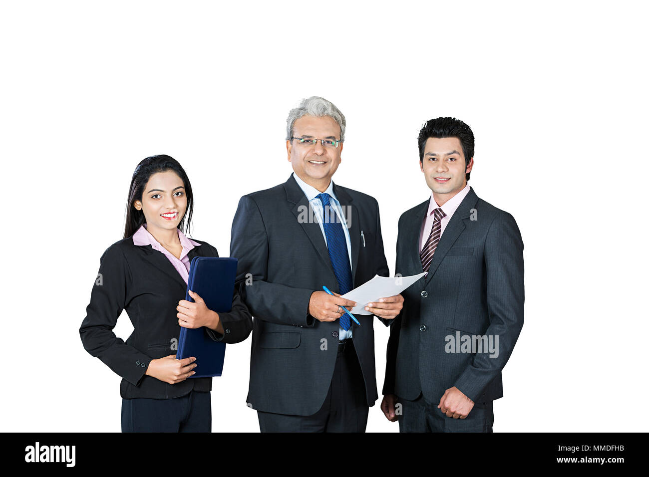 businessman Employer and colleagues Employee working together on documents Meeting Stock Photo