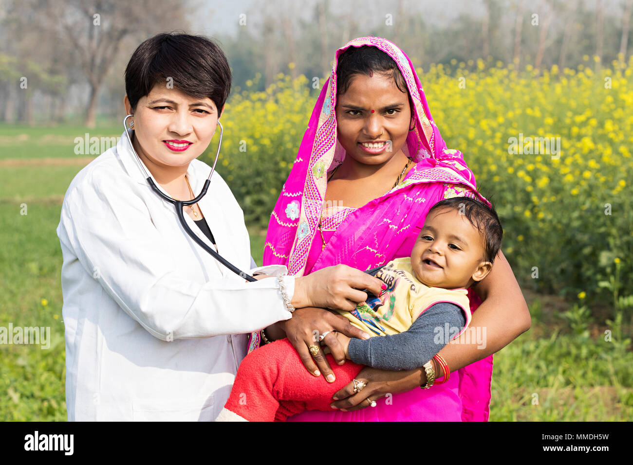 Villager Mother And Child Son Doctor Checkup Treatment Survey Rural