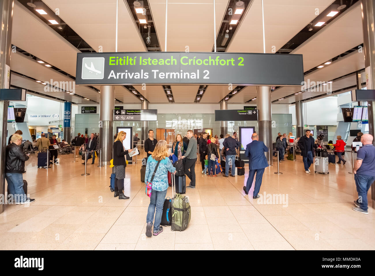 Dublin, Ireland May 8th, 2018 The new Terminal 2 at Dublin Airport in Ireland. Passengers