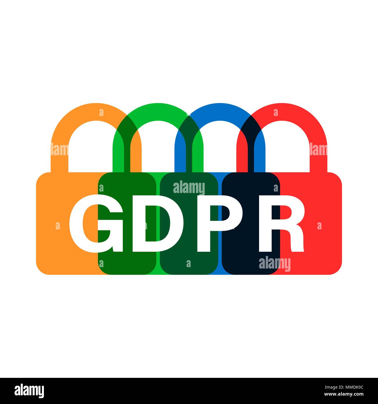 General data protection regulation padlock vector icon in flat style ...