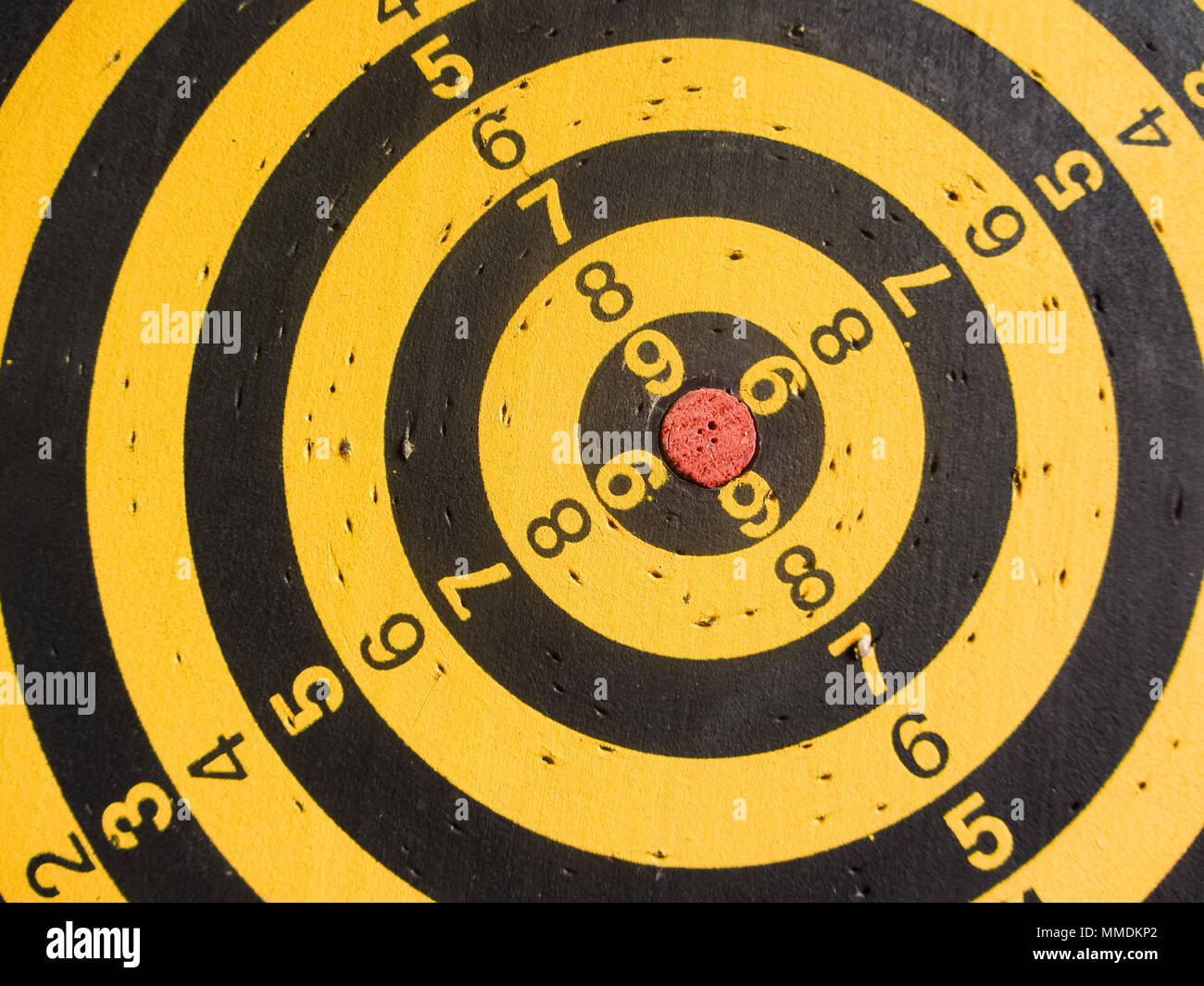 diagonal view of an used dartboard Stock Photo Alamy