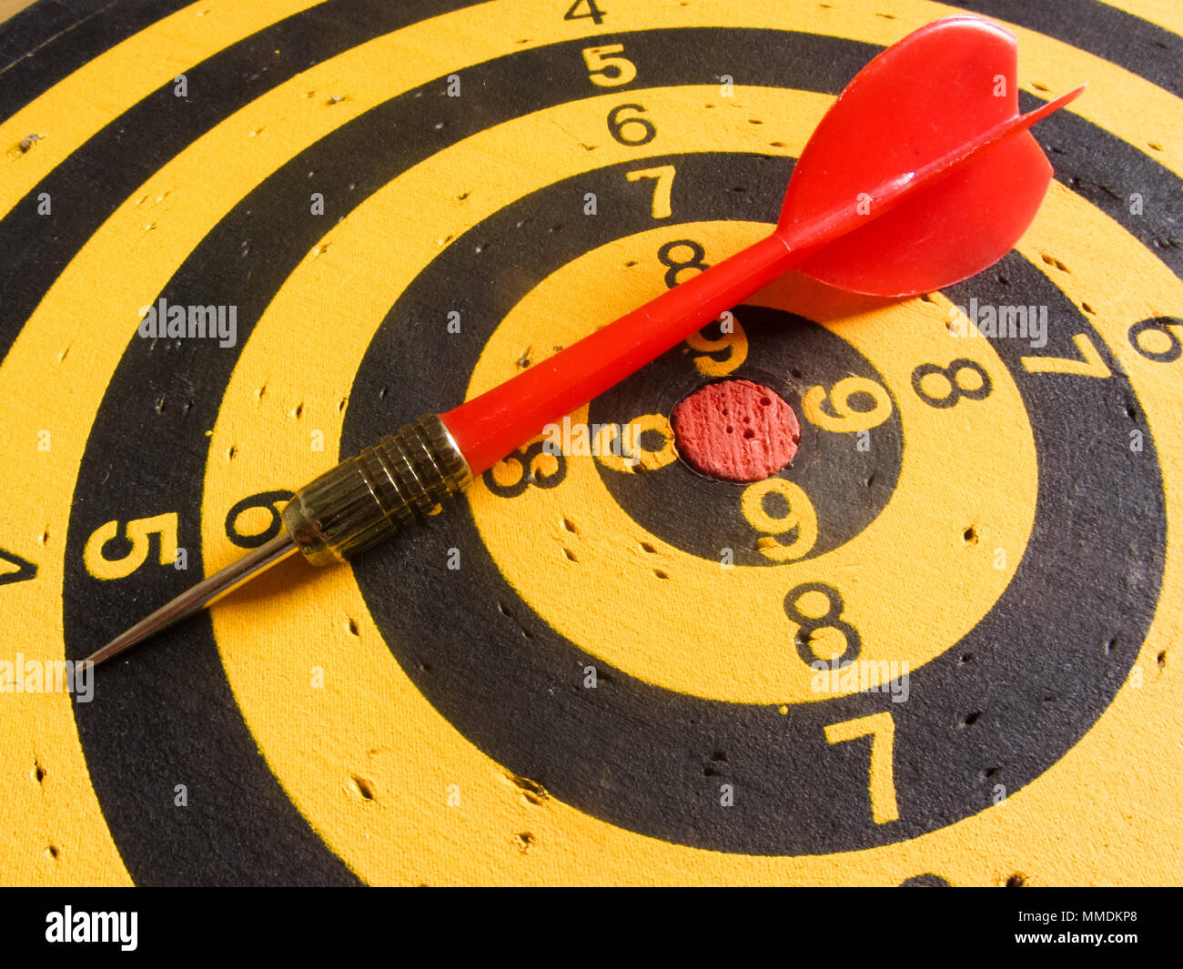 diagonal view of an used dartboard Stock Photo Alamy