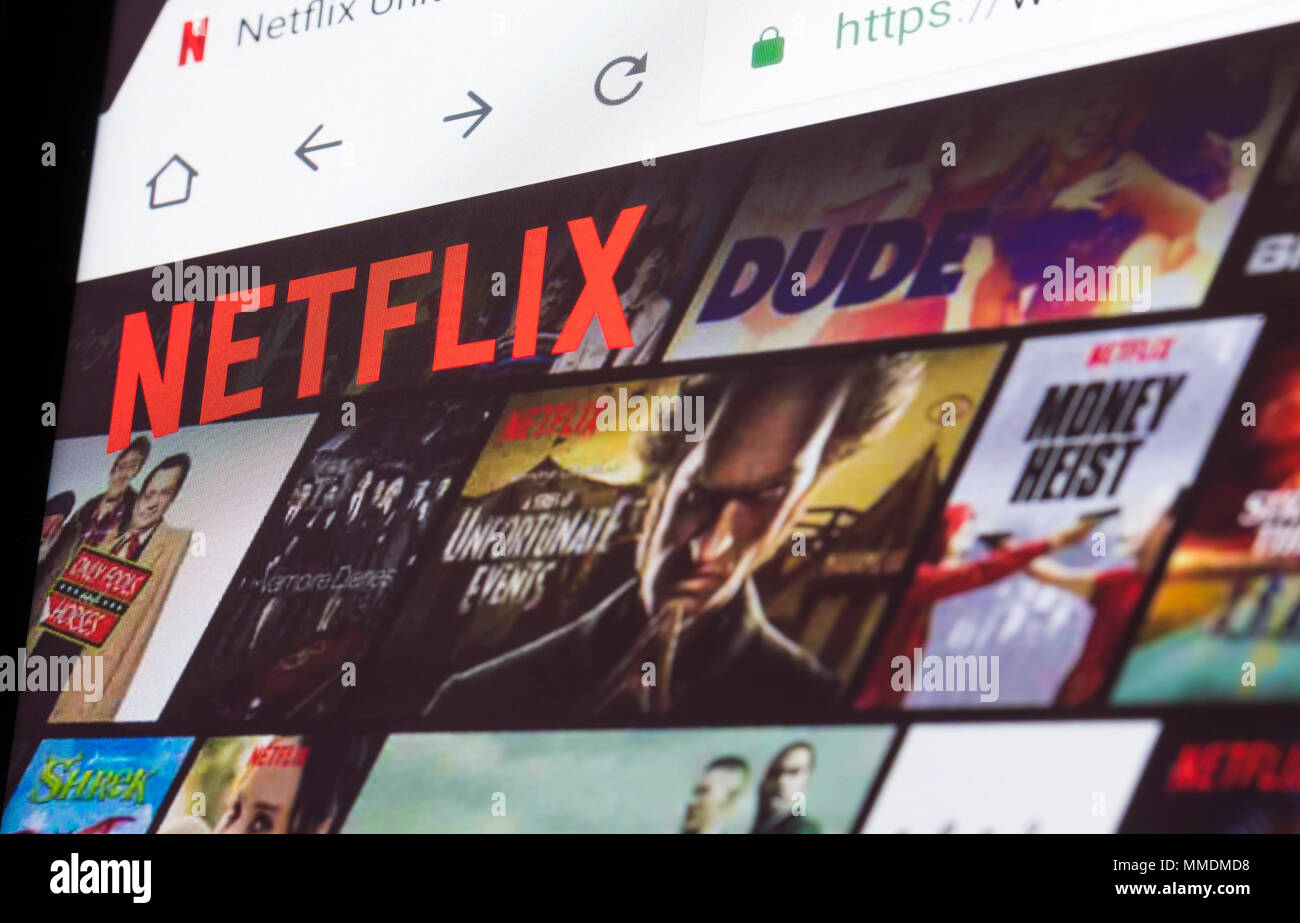 Netflix website, an online video on demand service on the Internet. Stock Photo