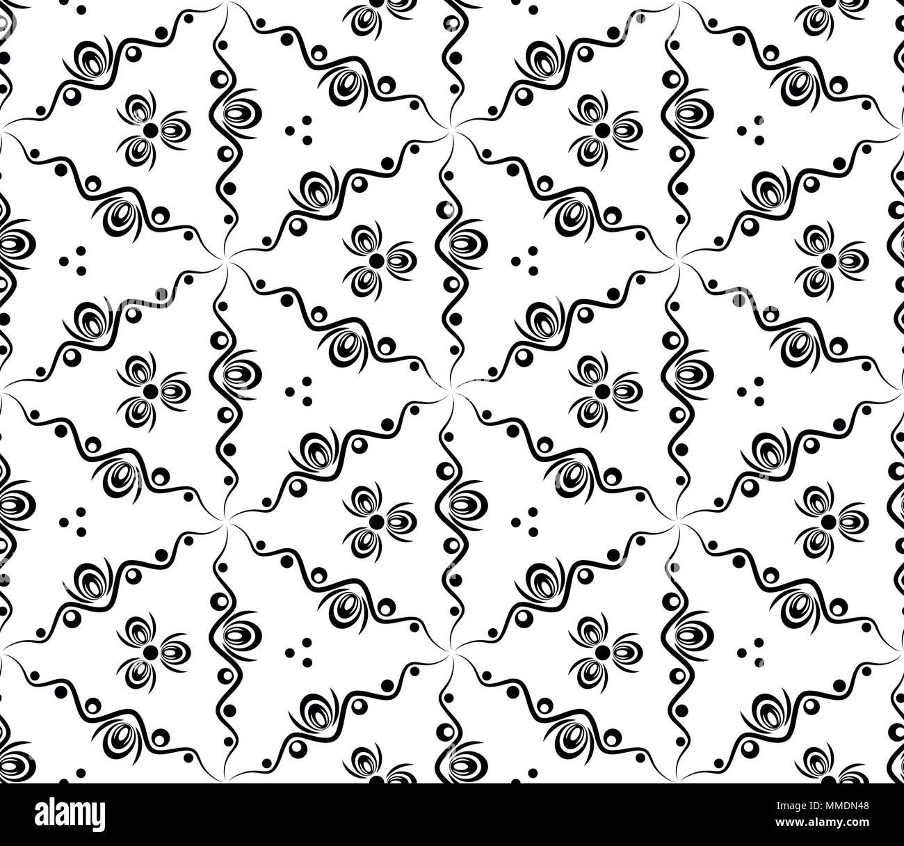 Abstract seamless pattern with waves and circles. Stock Vector