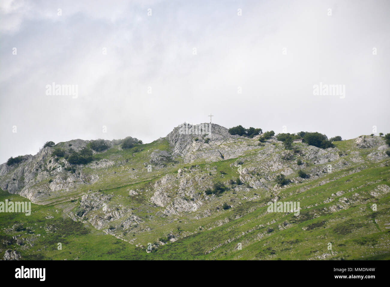 Cross of Ernio mountain view, Errezil, Gipuzkoa Stock Photo