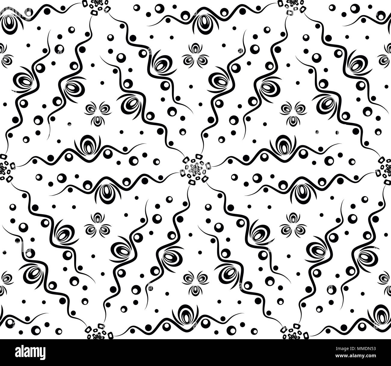 Abstract seamless pattern with waves and circles. Stock Vector