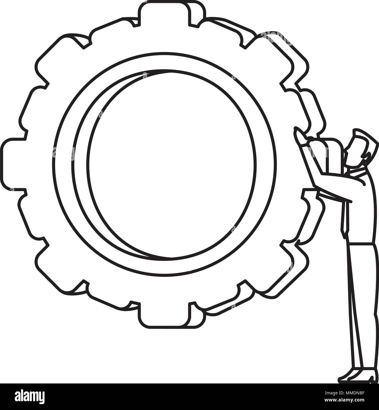 line businessman with success industry gear process Stock Vector Image ...