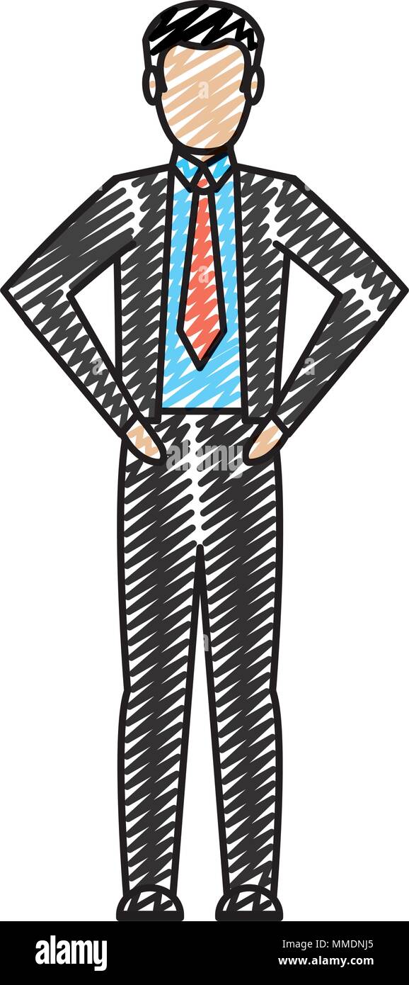 doodle businessman with suit to corporate office success Stock Vector ...